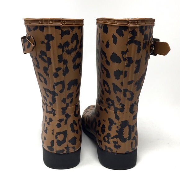 HUNTER Original Leopard Print Refined Short Rain Boot - Picture 7 of 12